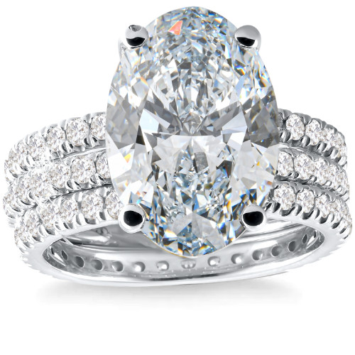 5 1/2Ct Oval Diamond Engagement Eternity Wedding Ring Set White Gold Lab Grown (G-H, VS)