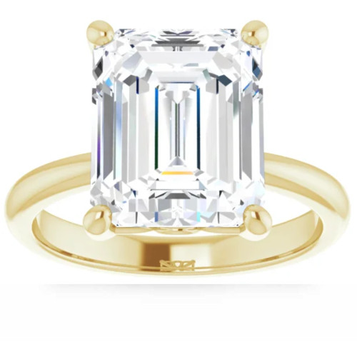 Certified 5.02Ct Emerald Cut 14k Yellow Gold Diamond Engagement Ring Lab Grown (G-H, SI)
