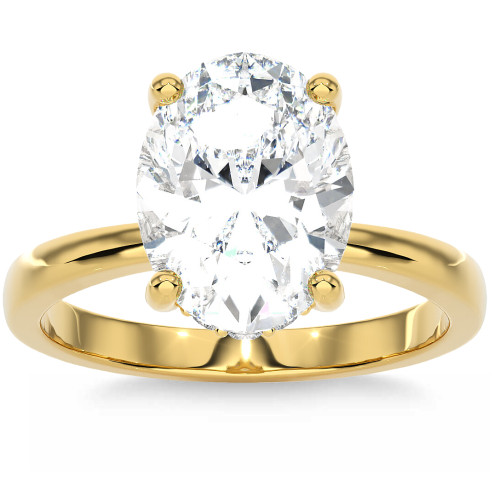 Certified 3.10Ct Oval Diamond Side Halo Engagement Ring in 14k Gold (G-H, SI)