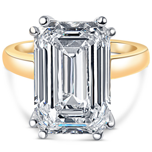 Certified 10.15CT Emerald Cut Solitaire Diamond Engagement Ring 14k Gold Lab Grown (H-I, VS)