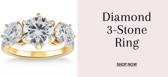 Three Stone Diamond Ring 14k Gold Lab Grown